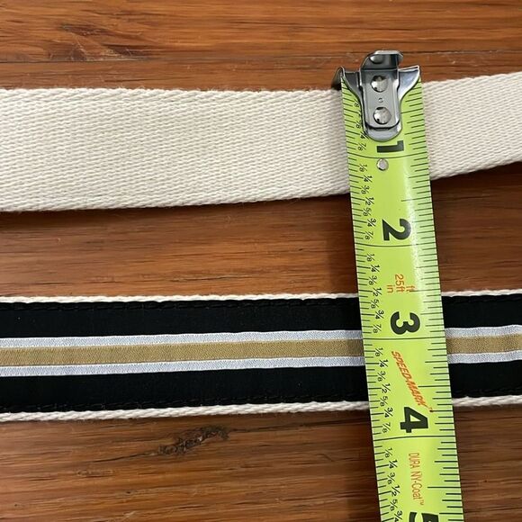 The Royal Standard TRS Black & Gold Ribbon Belt Brass Buckle Mens Size 38? - Picture 4 of 9